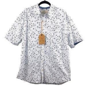 Weatherproof Vintage Men’s Short Sleeve Button Down Shirt XL White Blue NWT